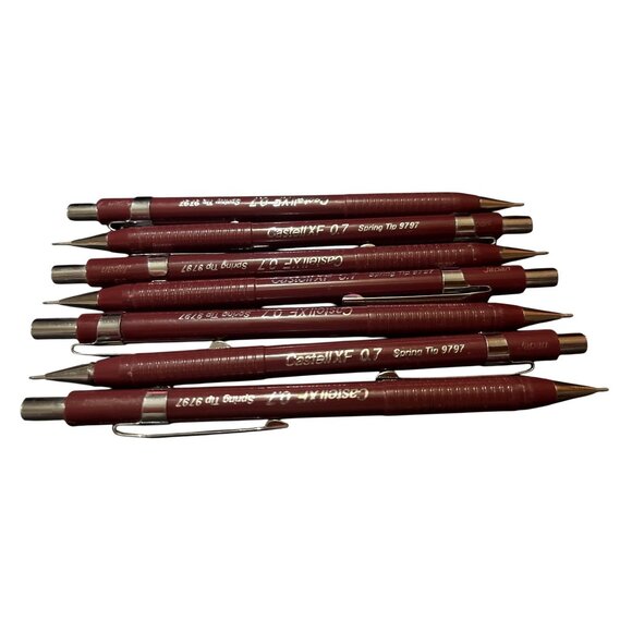 Vtg Lot of 7 Castell XF 0.7 Spring Tip 9797 Mechanical Pencil Burgundy/Silver - Picture 3 of 3
